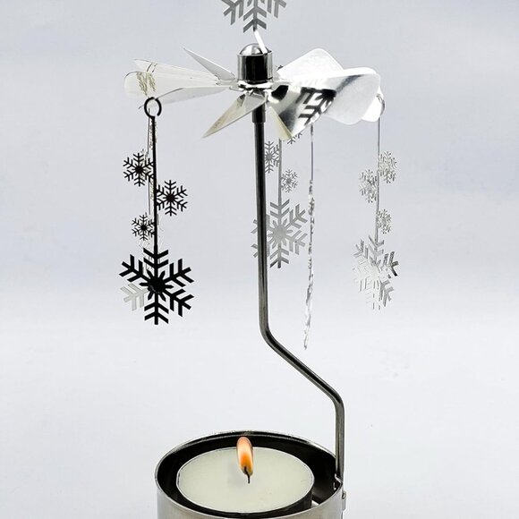 Other - Rotary Candle Holder Spinning Candleholder Metal Small Gift Snow2